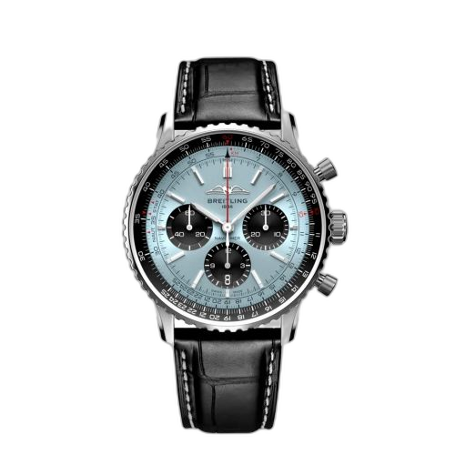 [AB0138241C1P1] Navitimer B01 Chronograph 43 Stainless Steel / Ice Blue / Alligator - Folding