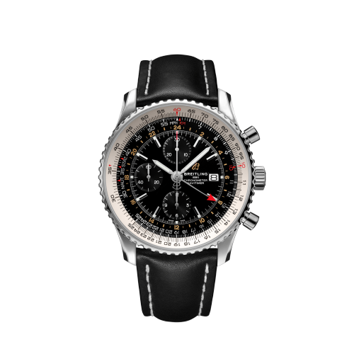 [A24322121B2X2] Navitimer 1 Chronograph GMT Stainless Steel / Black / Calf / Folding