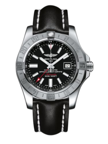 [A3239011/BC35/435X/A20BA.1] Avenger II GMT Stainless Steel / Volcano Black / Calf / Pin