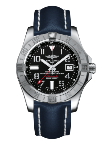 [A3239011/BC34/105X/A20BA.1] Avenger II GMT Stainless Steel / Volcano Black / Calf / Pin