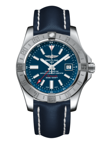 [A3239011/C872/105X/A20BA.1] Avenger II GMT Stainless Steel / Mariner Blue / Calf / Pin