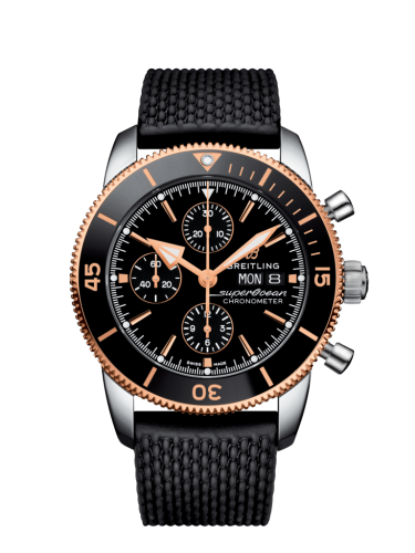 [U13313121B1S1 (aka: U1331312.BG50.279S)] Superocean Heritage II Chronograph 44 Stainless Steel / Rose Gold / Black / Rubber / Folding