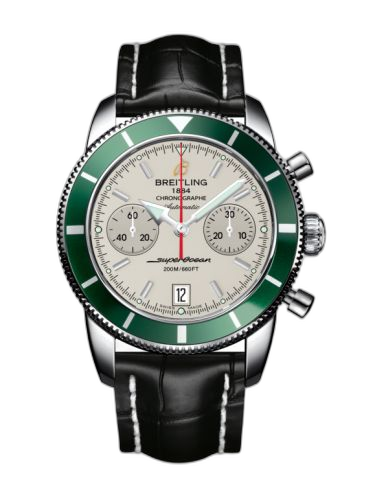[A2337036.G753.743P] Superocean Heritage 44 Chronograph Stainless Steel / Green / Silver / Croco