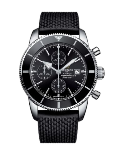 [A1331212/BF78/256S/A20D.4] Superocean Heritage II 46 Chronograph Stainless Steel / Black / Black / Rubber / Folding