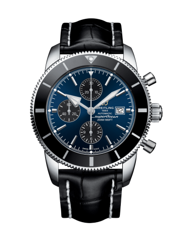 [A1331212/C968/760P/A20BA.1] Superocean Heritage II 46 Chronograph Stainless Steel / Black / Blue / Croco / Pin