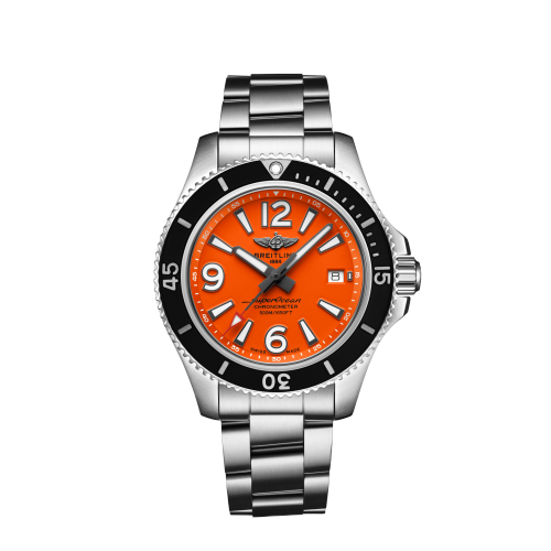 [A17366D71O1A1] Superocean 42 Stainless Steel / Orange / Bracelet