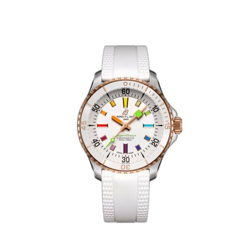 [U17377211A1S1] SuperOcean Automatic 36 Stainless Steel - Red Gold / White - Rainbow