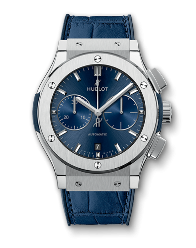 [521.NX.7170.LR] Classic Fusion 45 Chronograph Titanium / Blue / Alligator
