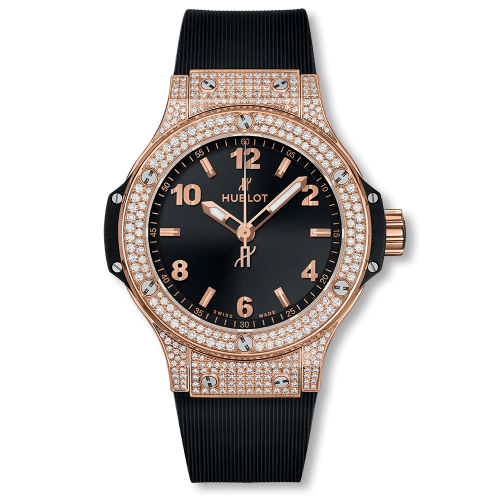 [361.PX.1280.RX.1704] Big Bang 38 Quartz Red Gold - Pavé / Black / Rubber