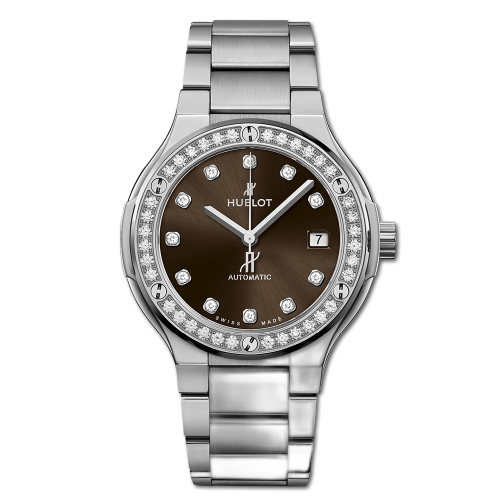 [568.NX.897M.NX.1204] Classic Fusion 38 Titanium - Diamond / Brown / Bracelet