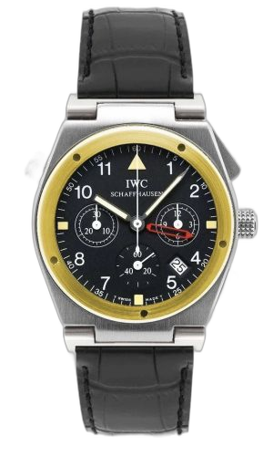 [IW3815-02 (aka: IW381502)] Ingenieur Mecaquartz Chronograph Alarm Stainless Steel / Yellow Gold / Black / Strap