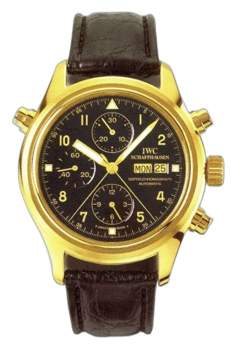 [IW3711-15 (aka: 3711-15, IW371115)] Pilot's Watch Doppelchronograph Yellow Gold / Black / English / Strap