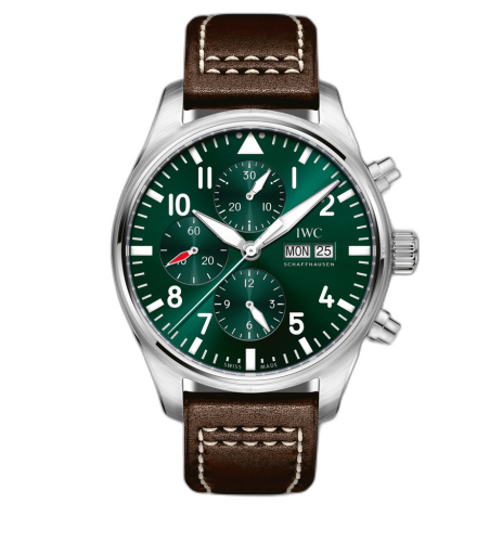 [IW3777-26 (aka: IW377726)] Pilot's Watch Chronograph Stainless Steel / Racing Green / Calf