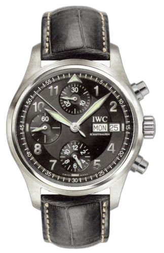 [IW3706-14] Pilot's Watch Spitfire Chronograph Stainless Steel / Black / French / Strap