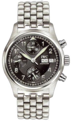 [IW3706-19 (aka: IW370619)] Pilot's Watch Spitfire Chronograph Stainless Steel / Black / French / Bracelet
