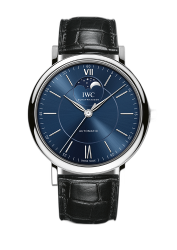 [IW4594-02 (aka: REF: IW459402)] Portofino Automatic Moonphase Stainless Steel / Blue / Alligator