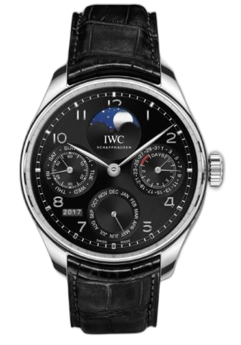 [IW5033-11 (aka: IW503311)] Portugieser Perpetual Calendar Single Moon Platinum / Black