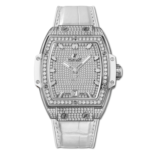 [665.NE.9010.LR.1604] Spirit of Big Bang 39 Titanium / Full Pavé / White