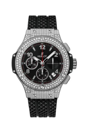 [341.SX.130.RX.174] Big Bang Original 41 Stainless Steel / Pavé / Black