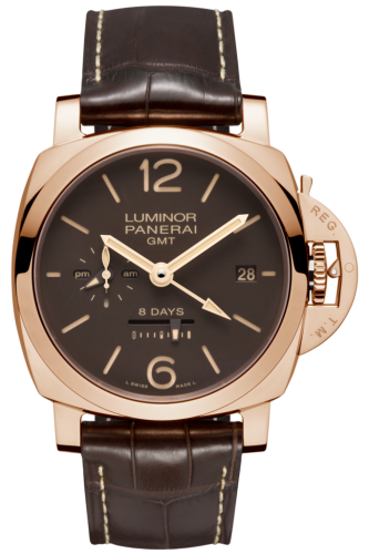 [PAM00576 (aka: PAM576, PAM 576)] Luminor 1950 44 8 Days GMT Red Gold / Brown