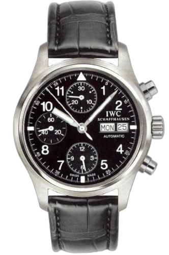 [IW3706-09 (aka: IW370609)] Pilot's Watch Chronograph Stainless Steel / Black / Spanish / Strap