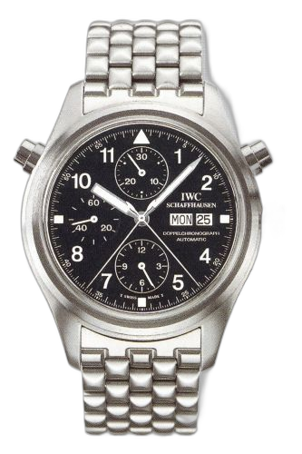 [IW3711-18 (aka: IW371118)] Pilot's Watch Doppelchronograph Stainless Steel / Black / Italian / Bracelet