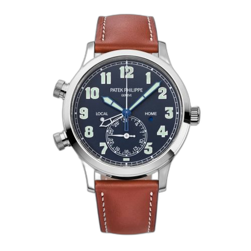 [5524G-001] Calatrava Pilot Travel Time 5524 White Gold / Blue