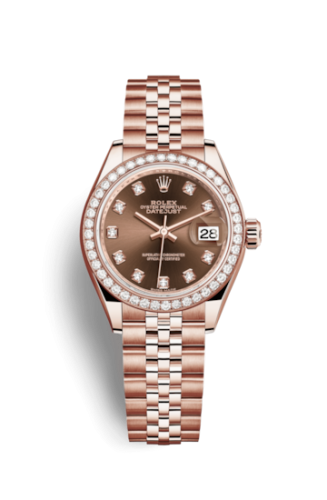 [279135rbr-0018] Lady-Datejust 28 Everose Diamond / Jubilee / Chocolate Diamond