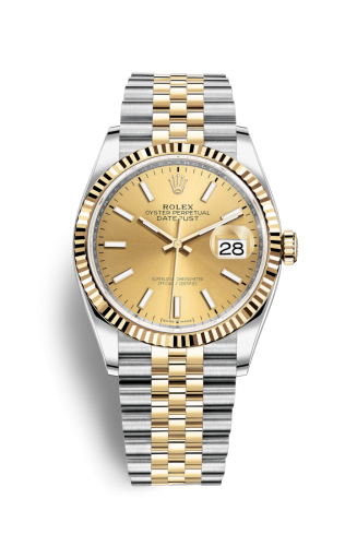 [126233-0015] Datejust 36 Stainless Steel / Yellow Gold / Fluted / Champagne / Jubilee