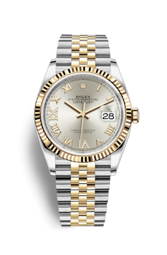 [126233-0031] Datejust 36 Stainless Steel / Yellow Gold / Fluted / Silver Roman Diamond / Jubilee