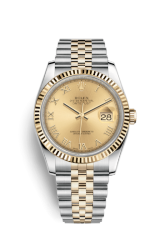 [116233-0147] Datejust 36 Rolesor Yellow Fluted / Jubilee / Champagne Roman
