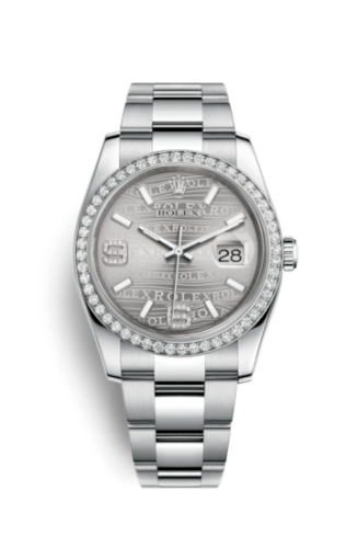 [116244-0038] Datejust 36 Stainless Steel Diamond/ Oyster / Rhodium Wave