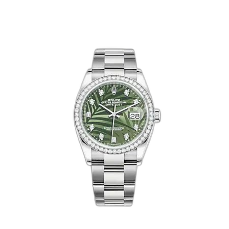 [126284RBR-0048] Datejust 36 Stainless Steel - Diamond / Green - Palm - Diamond / Oyster