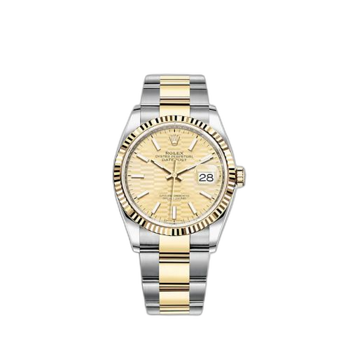 [126233-0040] Datejust 36 Stainless Steel / Yellow Gold / Fluted / Champagne - Fluted / Oyster