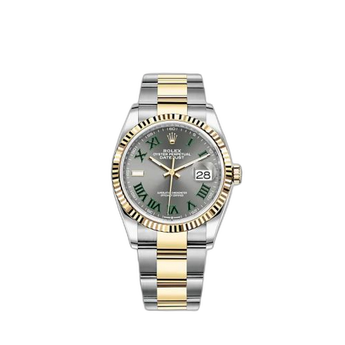 [26233-0036] Datejust 36 Stainless Steel / Yellow Gold / Fluted / Slate - Roman / Oyster