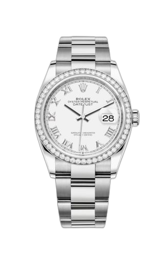 [126284RBR-0018] Datejust 36 Stainless Steel / Diamond / White Roman / Oyster