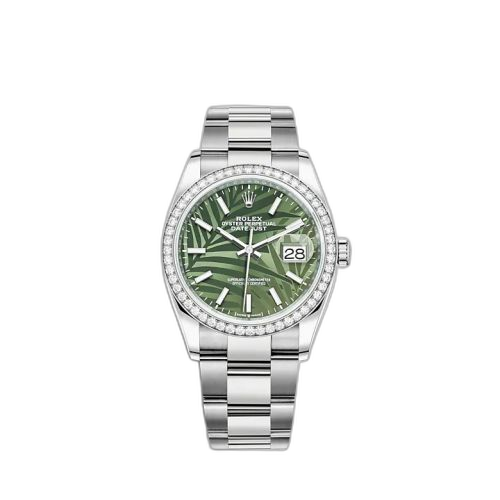 [126284RBR-0040] Datejust 36 Stainless Steel / Diamond / Green - Palm / Oyster
