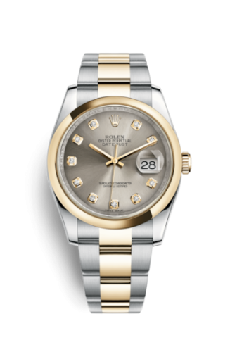 [116203-0138] Datejust 36 Rolesor Yellow Domed / Oyster / Steel Diamonds