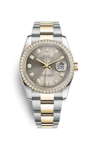 [116243-0013] Datejust 36 Rolesor Yellow Diamond / Oyster / Steel Diamond