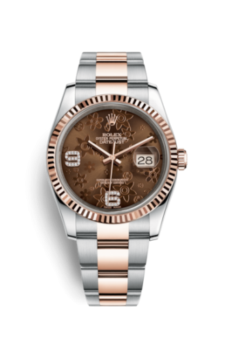 [116231-0106] Datejust 36 Rolesor Everose Fluted / Oyster / Chocolate Floral