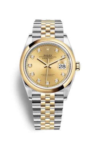 [126203-0017] Datejust 36 Stainless Steel / Yellow Gold / Smooth / Champagne Diamond / Jubilee