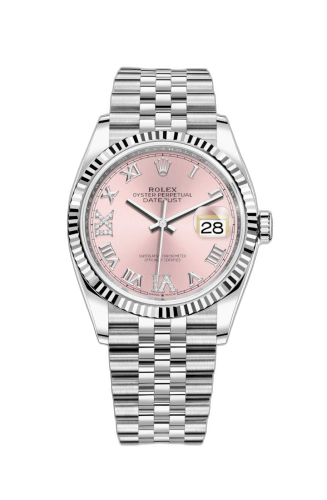 [126234-0031] Datejust 36 Stainless Steel / Fluted / Pink Roman-Diamonds / Jubilee