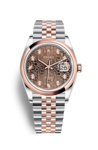 [126201-0025] Datejust 36 Stainless Steel / Everose / Smooth / Chocolate Computer / Jubilee