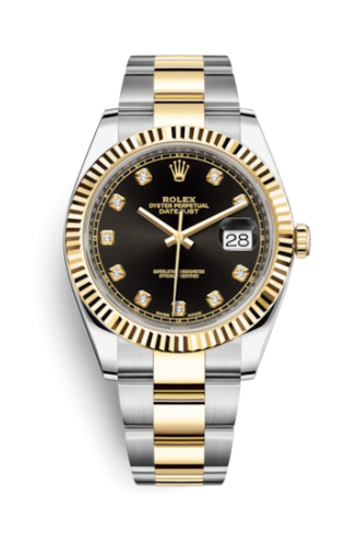 [126333-0005] Datejust 41 Rolesor Yellow Fluted / Oyster / Black - Diamond