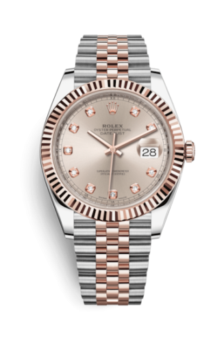 [126331-0008] Datejust 41 Rolesor Everose Fluted / Jubilee / Sundust - Diamond