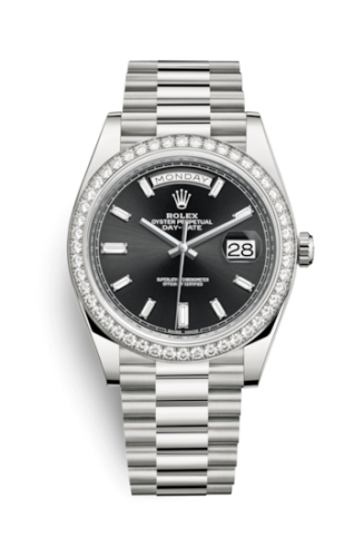 [228349RBR-0003 (aka: m228349rbr-0003)] Day-Date 40 White Gold - Diamond / Black - Baguette