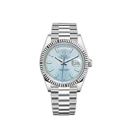 [228236-0005 (aka: M228236-0005)] Day-Date 40 Platinum - Fluted / Ice Blue