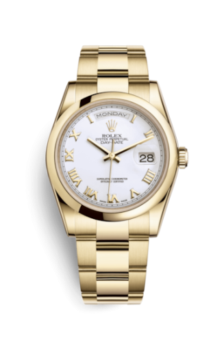[118208-0087] Day-Date 36 Yellow Gold Domed / Oyster / White Roman