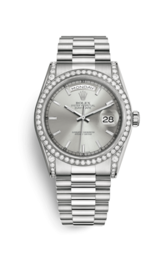 [118389-0058] Day-Date 36 White Gold Diamonds / President / Silver