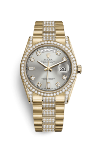 [118388-0008] Day-Date 36 Yellow Gold Diamonds / President Diamonds / Silver Diamond